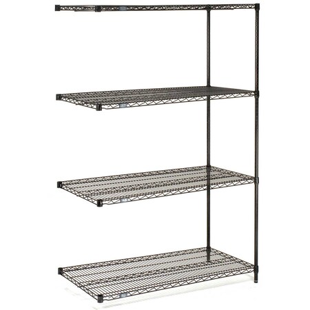 Nexel 4 Tier Black Epoxy Wire Shelving Add-On, 54W x 14D x 86H A14548B